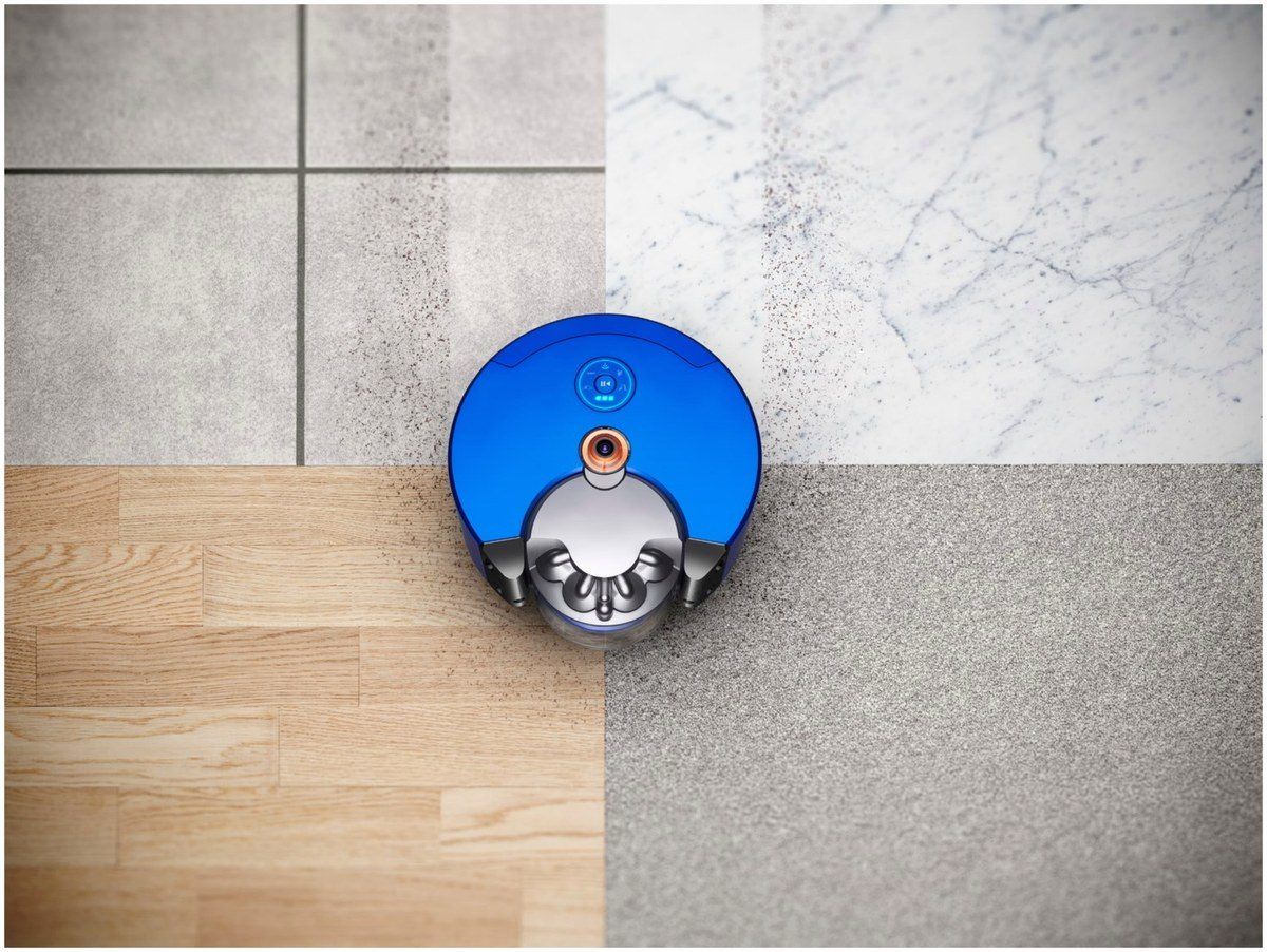 Dyson Dyson 360 Heurist Staubsaug-Roboter nickel/blau – Seitenansicht